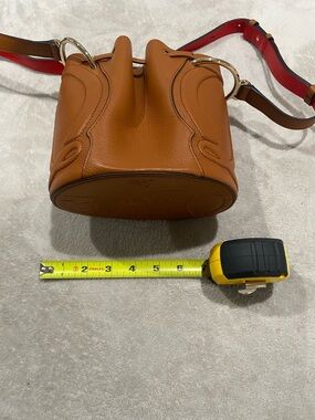 Christian Louboutin Leather Bucket Satchel Bag in Caramel Brown